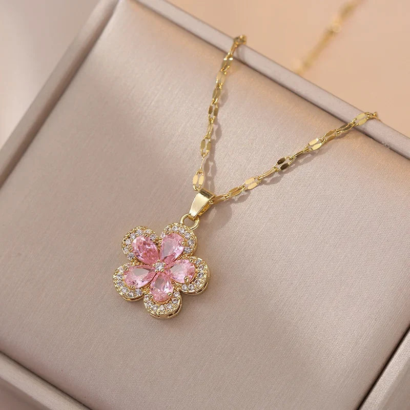 Sakura Flower Necklace - 18K Gold Plated