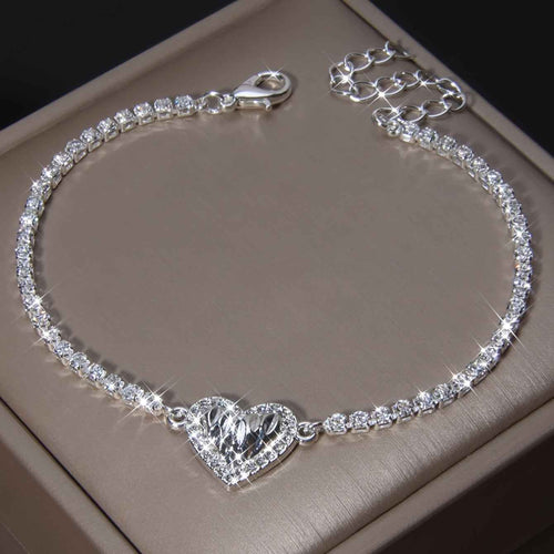 925 Sterling Silver Heart-Set Bracelet