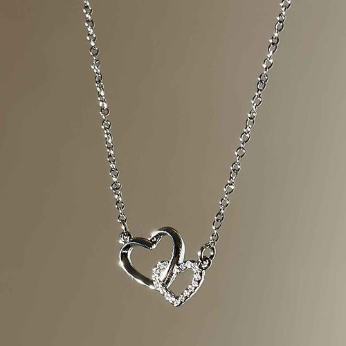 925 Sterling Silver Hearts Necklace
