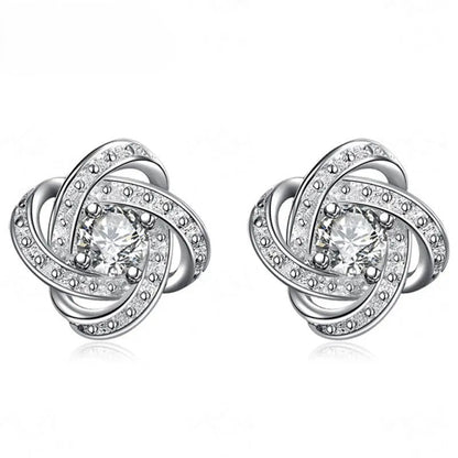 925 Sterling Silver Flower Knot Stud Earrings