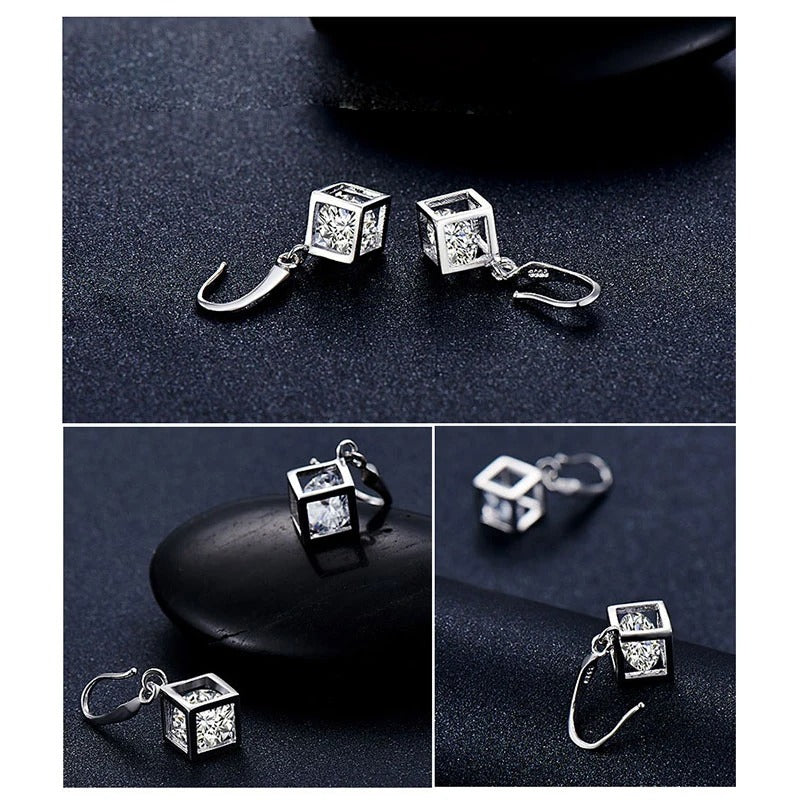 925 Sterling Silver Cube Jewellery Set