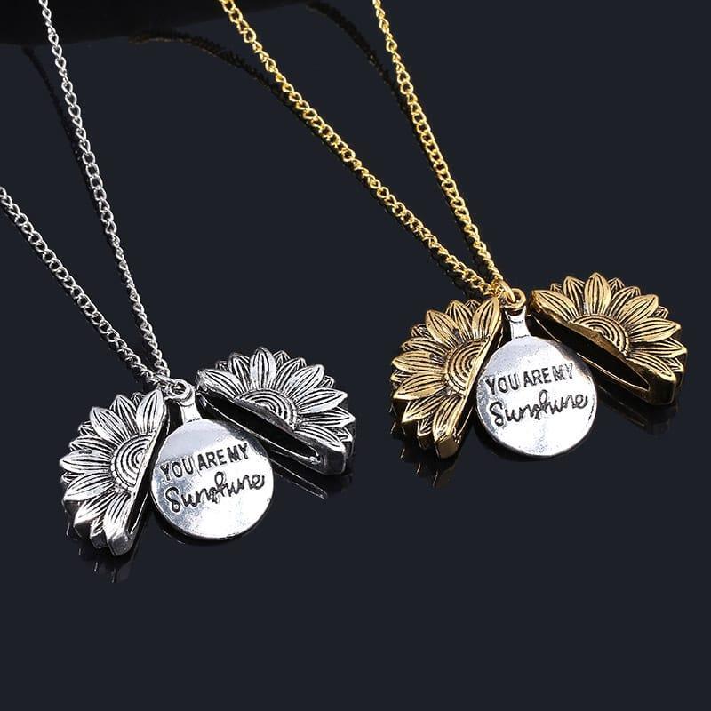 Sunflower Necklace with Inscribed Message and Personalised Box