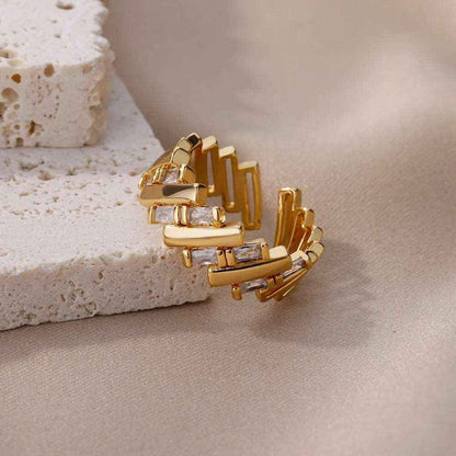 Adjustable Zirconia Ring Set with 18K Gold Plated