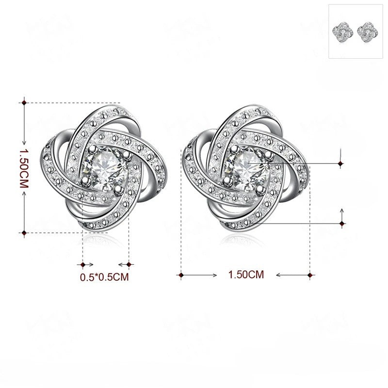 925 Sterling Silver Flower Knot Stud Earrings
