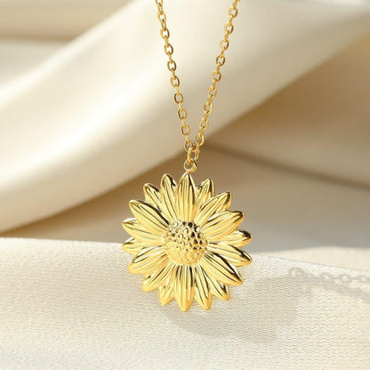 Sunflower Necklace with Inscribed Message and Personalised Box