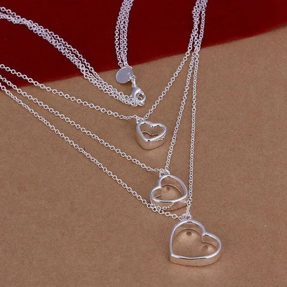925 Sterling Silver Hearts Jewellery Set