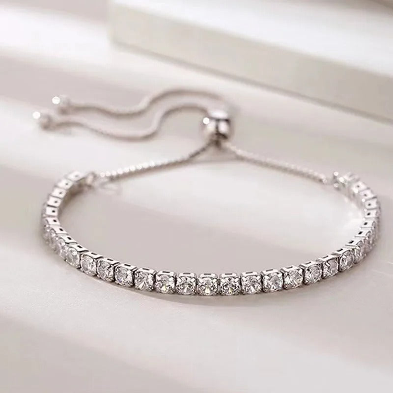 925 Sterling Silver Crystal-Set Bracelet