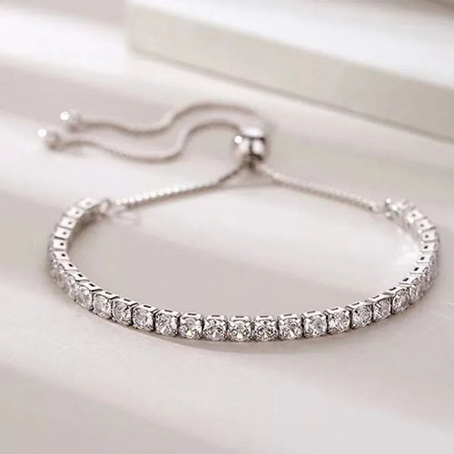 925 Sterling Silver Crystal-Set Bracelet