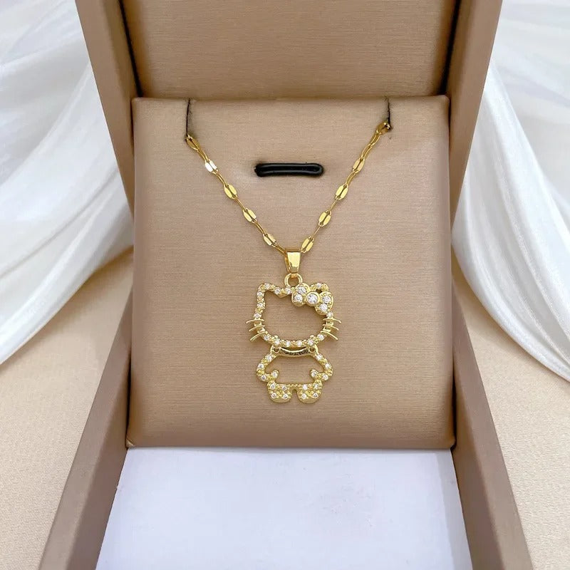 COLAR HELLO KITTY BANHADO EM OURO 18K - GARG362