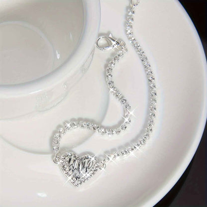 925 Sterling Silver Heart-Set Bracelet