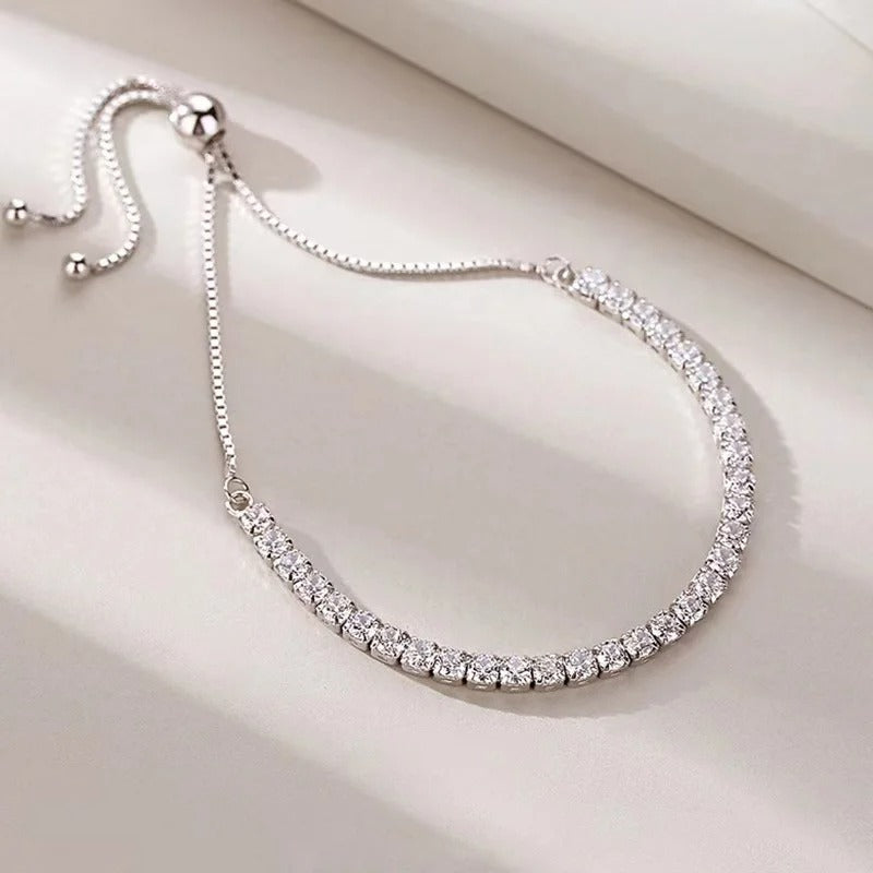 925 Sterling Silver Crystal-Set Bracelet