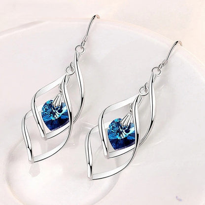 BRINCO TORCIDO CORAÇÃO AZUL PRATA 925 - BRP086