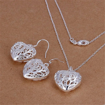 925 Sterling Silver Hearts Jewellery Set