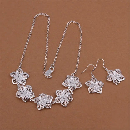 925 Sterling Silver Flower Jewellery Set
