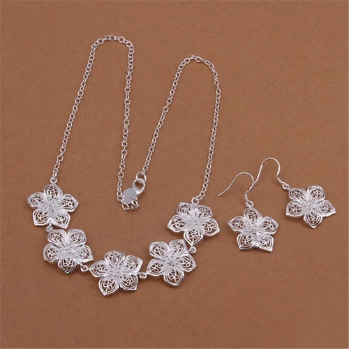 925 Sterling Silver Flower Jewellery Set