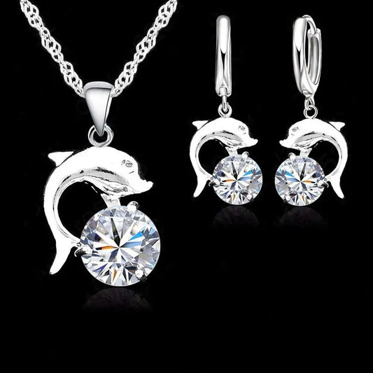 925 Sterling Silver Dolphins Jewellery Set