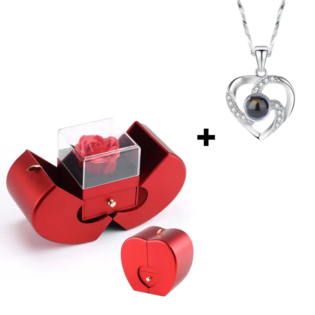 I Love You Necklace with 100 Languages Projection and Gift Box