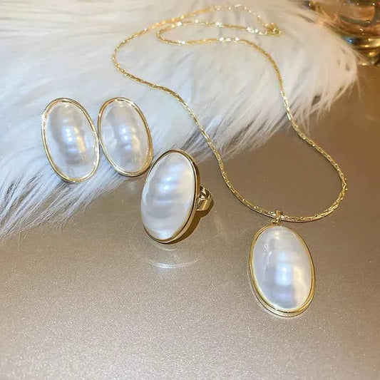 18K Gold Plated Pearl Jewellery Set