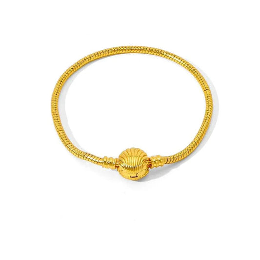 Bracelet with Designed Clasp, 18K Gold Plated