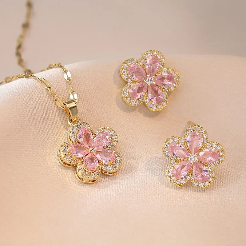Sakura Flower Necklace - 18K Gold Plated