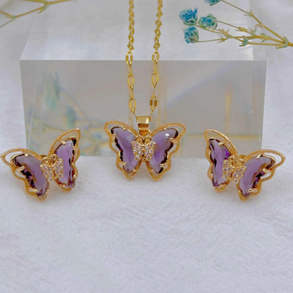 18K Gold Plated Butterfly Jewellery Set