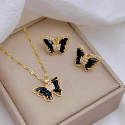 18K Gold Plated Butterfly Jewellery Set