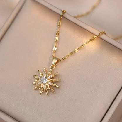 Sun Necklace with Cubic Zirconia