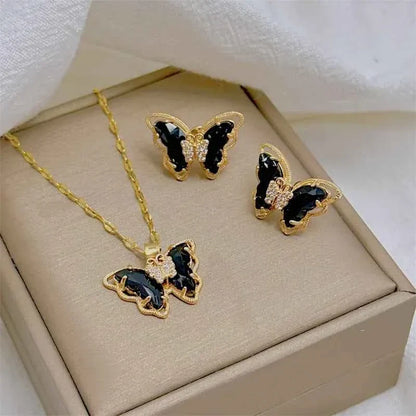 18K Gold Plated Butterfly Jewellery Set