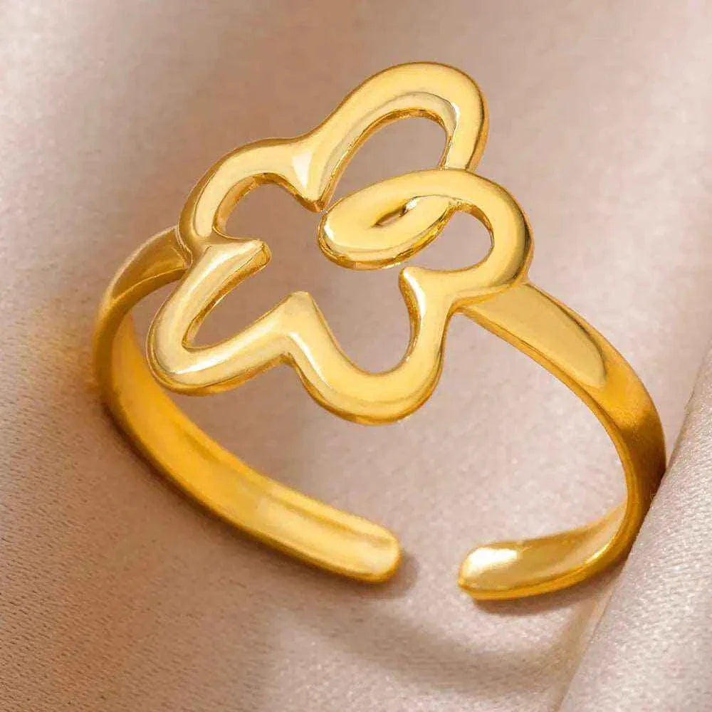 ANEL AJUSTÁVEL PRIMAVERA E NATUREZA BANHADOS EM OURO 18K ANF 678 - ANF 703 (DIVERSOS)