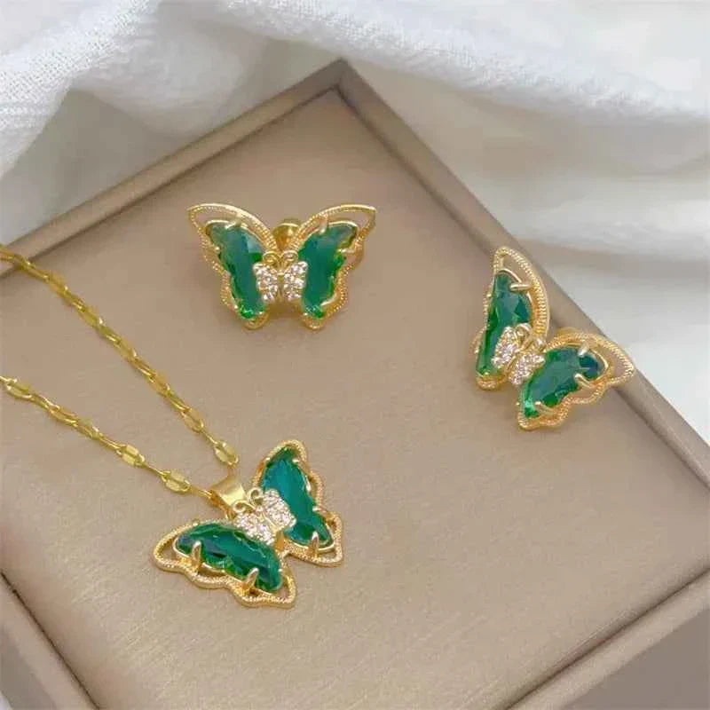 18K Gold Plated Butterfly Jewellery Set