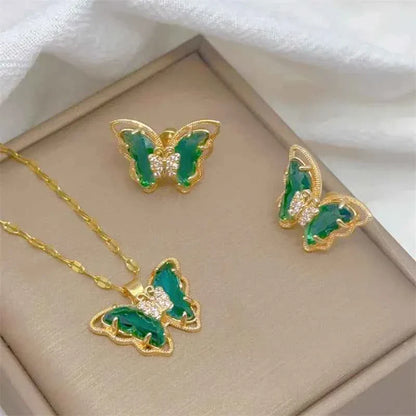 18K Gold Plated Butterfly Jewellery Set