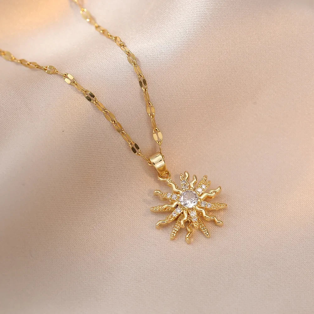 Sun Necklace with Cubic Zirconia