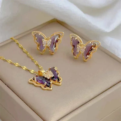 18K Gold Plated Butterfly Jewellery Set