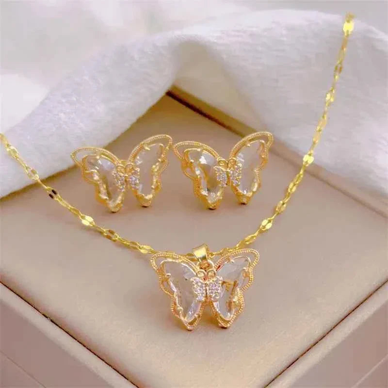 18K Gold Plated Butterfly Jewellery Set