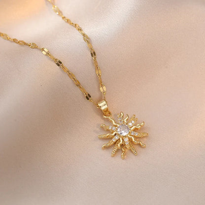 Sun Necklace with Cubic Zirconia