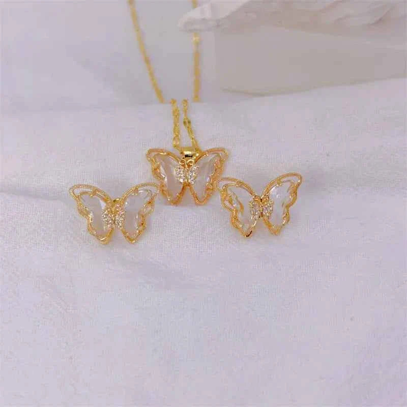 18K Gold Plated Butterfly Jewellery Set