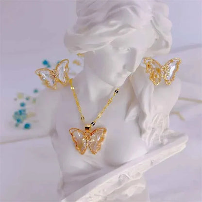 18K Gold Plated Butterfly Jewellery Set