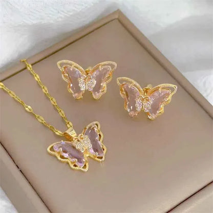 18K Gold Plated Butterfly Jewellery Set