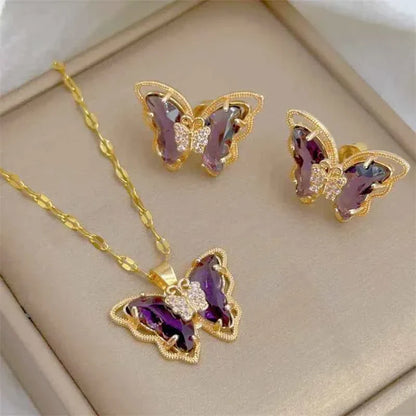 18K Gold Plated Butterfly Jewellery Set