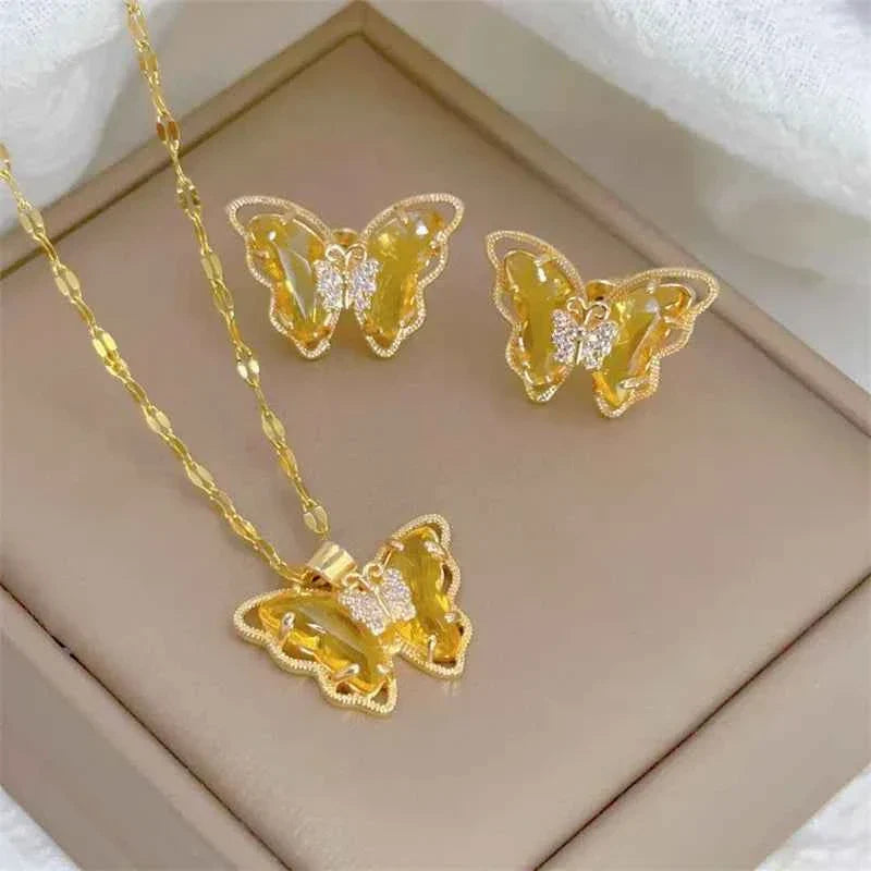 18K Gold Plated Butterfly Jewellery Set