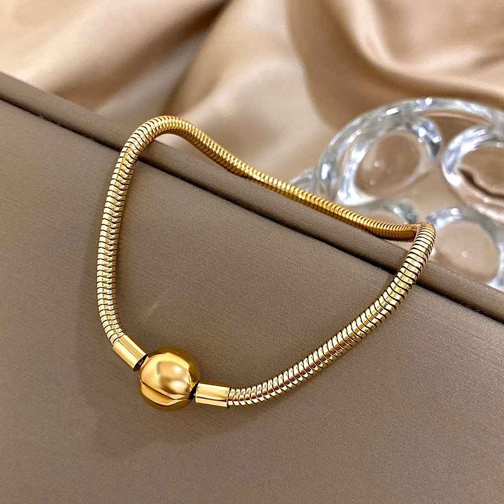 18K Gold Plated Bracelet with Round Clasp