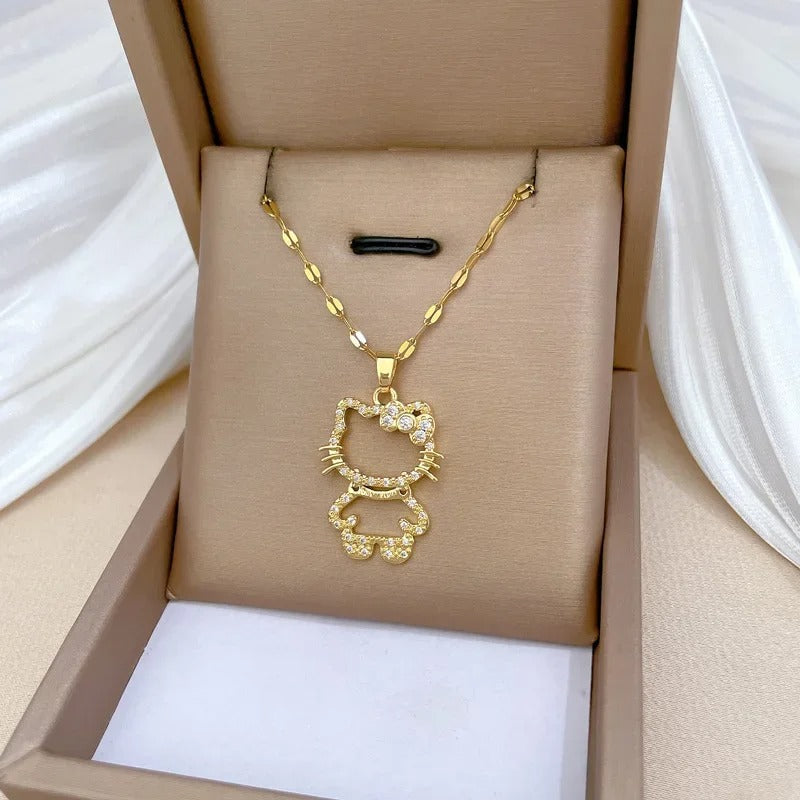 COLAR HELLO KITTY BANHADO EM OURO 18K - GARG362