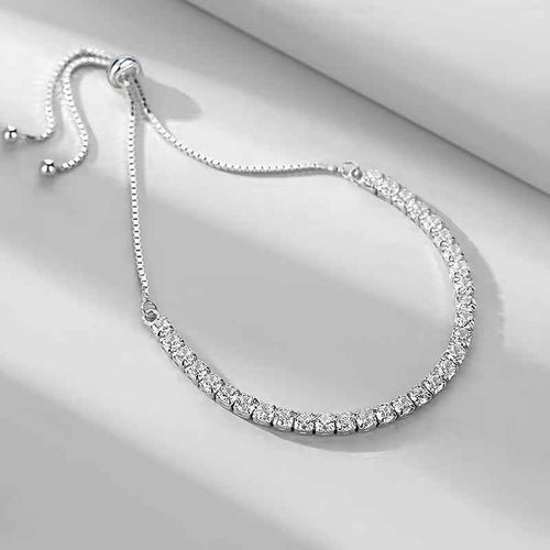925 Sterling Silver Crystal-Set Bracelet