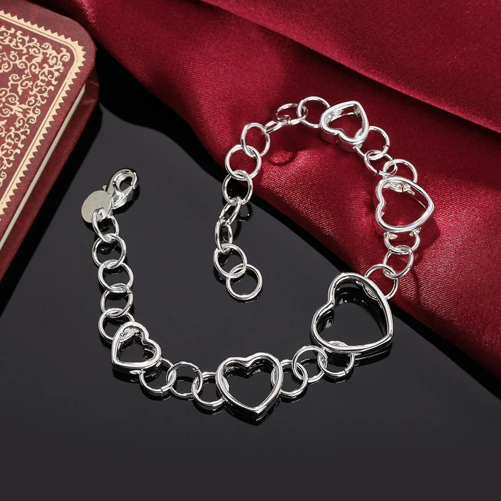 925 Sterling Silver Hearts Jewellery Set