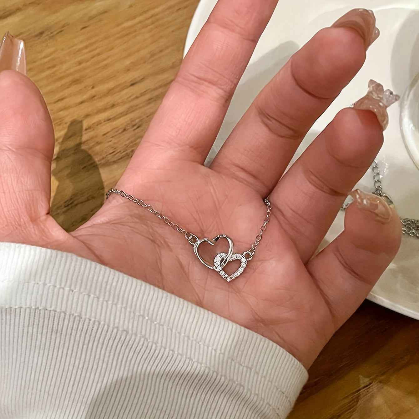 925 Sterling Silver Hearts Necklace