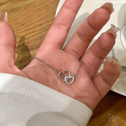 925 Sterling Silver Hearts Necklace