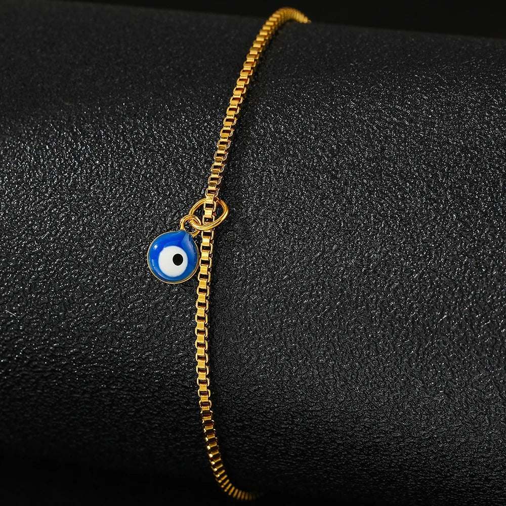 TORNOZELEIRA OLHO GREGO BANHADA EM OURO 18K - TOR423