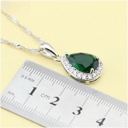 SUPER CONJUNTO ESMERALDA CRAVEJADA PRATA 925 - CONP69