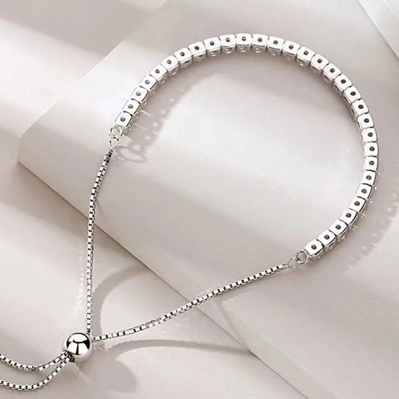 925 Sterling Silver Crystal-Set Bracelet