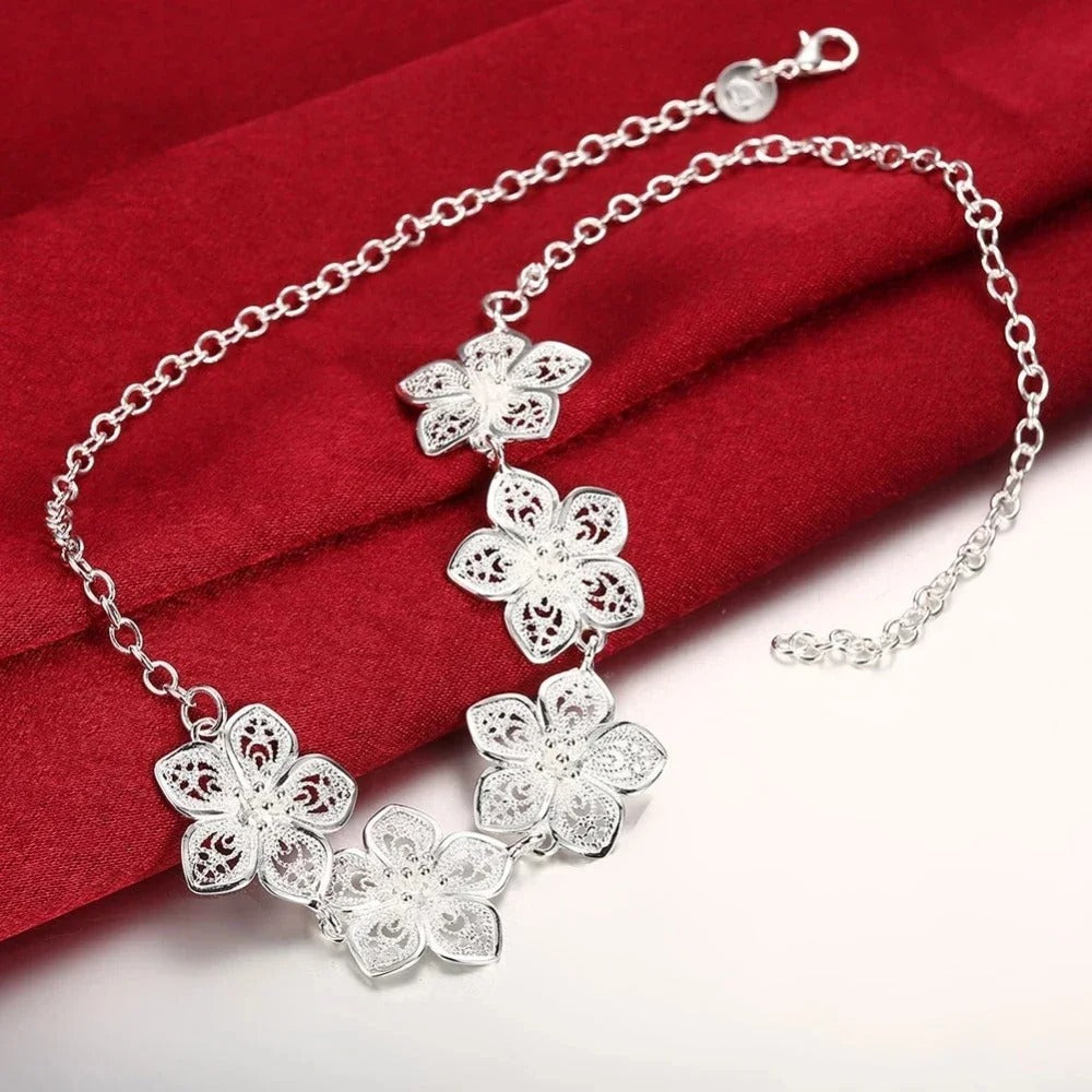 925 Sterling Silver Flower Jewellery Set